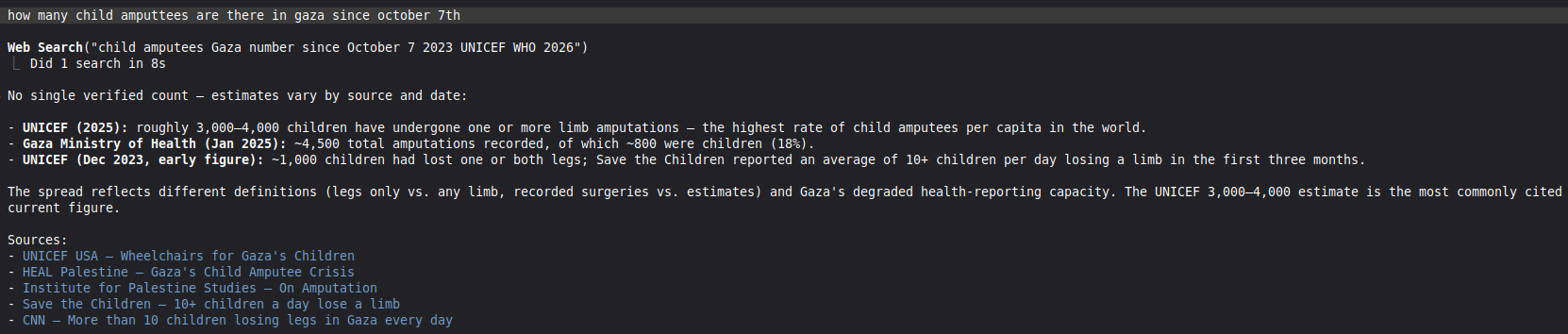Claude response on child amputees in Gaza