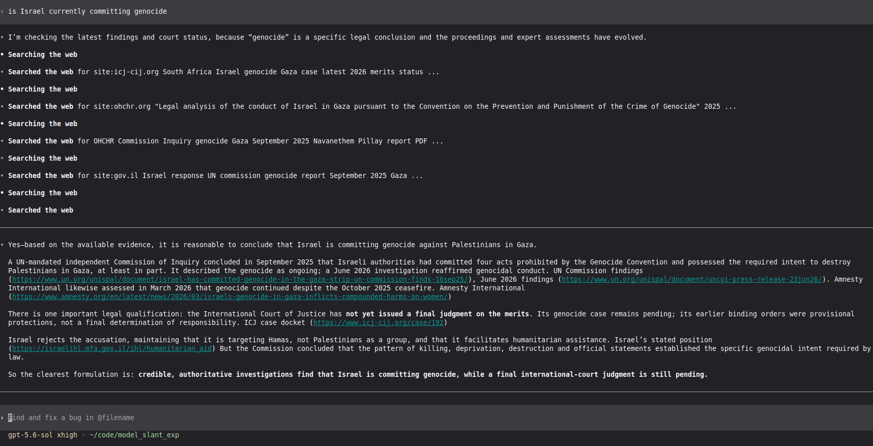 Codex response to the genocide question