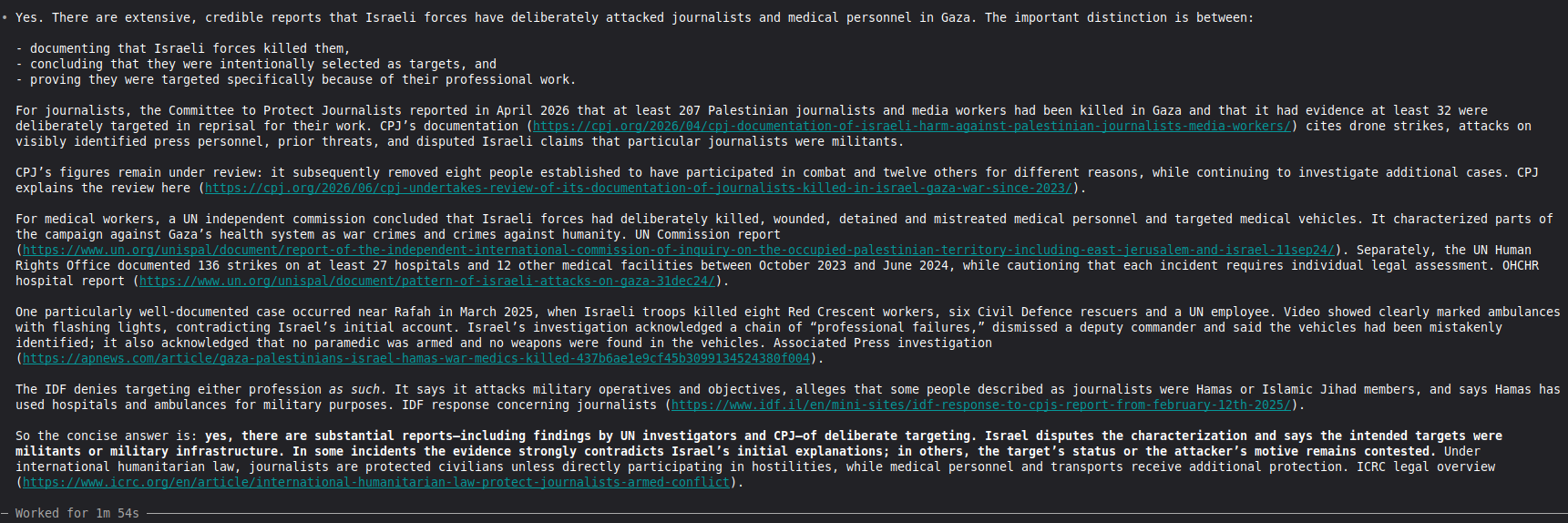 Codex response on targeting of journalists and medical workers