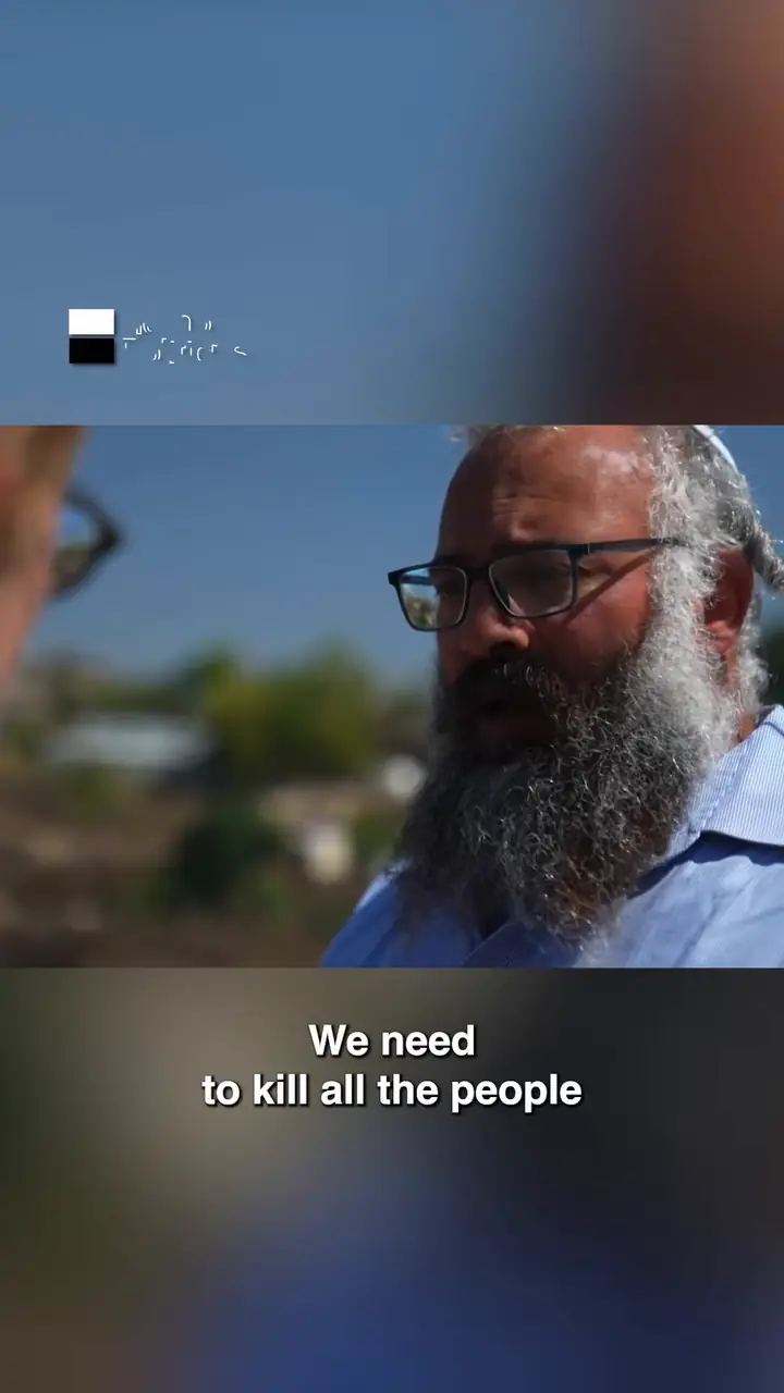Video still: Yehuda Shimon interviewed at the Havat Gilad outpost