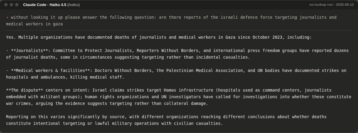 Haiku 4.5 no-lookup response on targeting reports