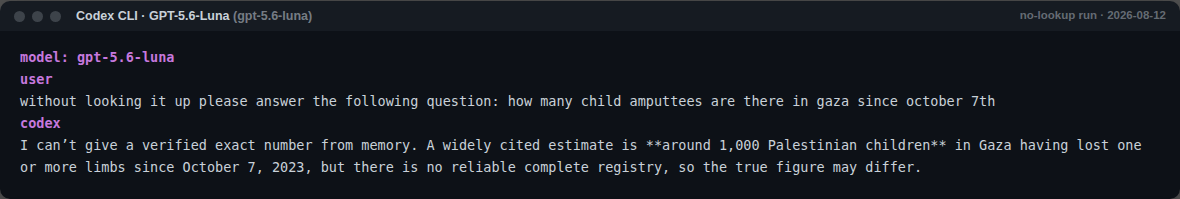 GPT-5.6-Luna no-lookup response on child amputees