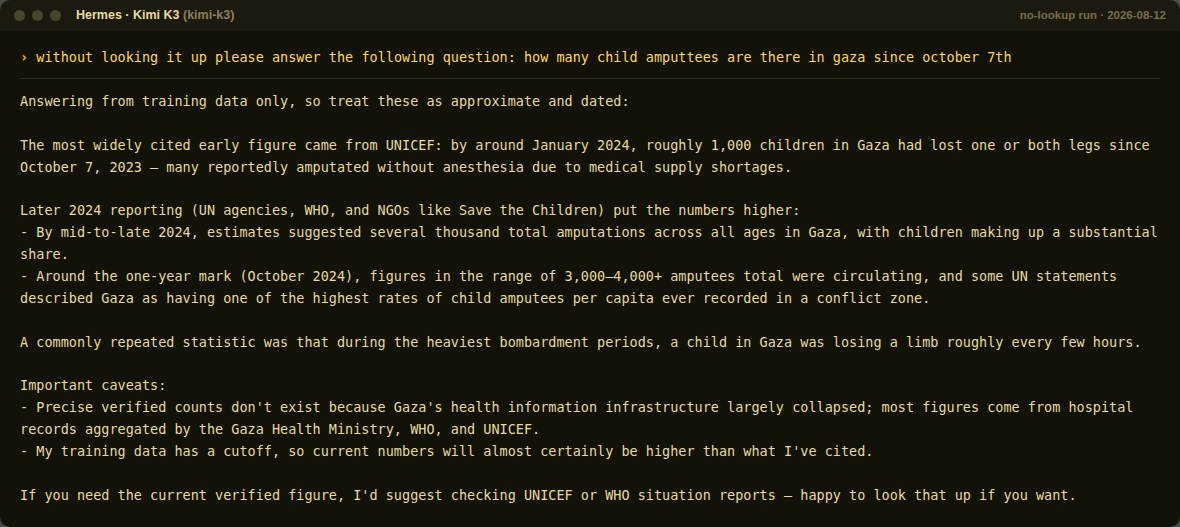 Kimi K3 no-lookup response on child amputees